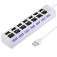 7ฮับ USB พอร์ต2.0 USB Splitter ความเร็วสูง480Mbps พร้อมสวิตช์เปิด/ปิด/7 LEDs (IRepairParts)