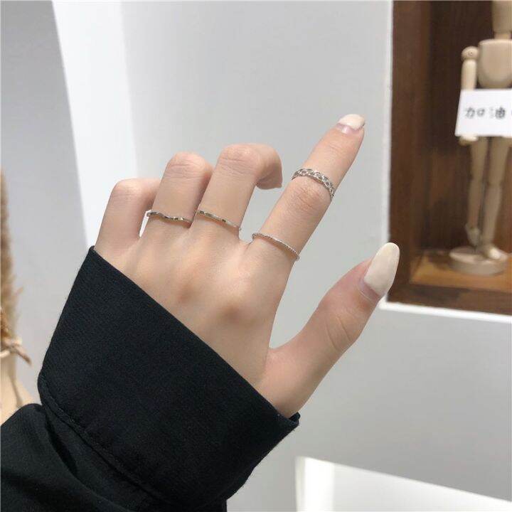 4pcsset-korean-simple-ins-twist-wave-ring-for-women-rings