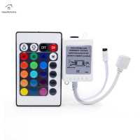 24 Keys IR Remote Control with Remote Receiver DC12V LED Ambient Strip Light Controllers Color and Brightness Adjustable Lighting Accessories Home Use