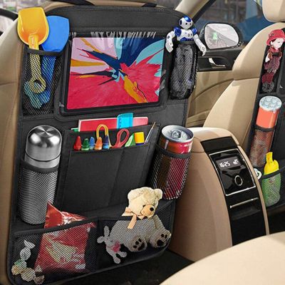 dfthrghd Car Seat Back Organizer with Touch Screen Tablet Holder Automatic Storage Pocket Cover Car Back Seat Storage Pouch for Car Truck