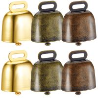 THLA3P 6 Pieces Cow Horse Sheep Grazing Small Brass Bells Cowbell Retro Bell for Grazing Copper(Green Bronze, Red Bronze, Gold)