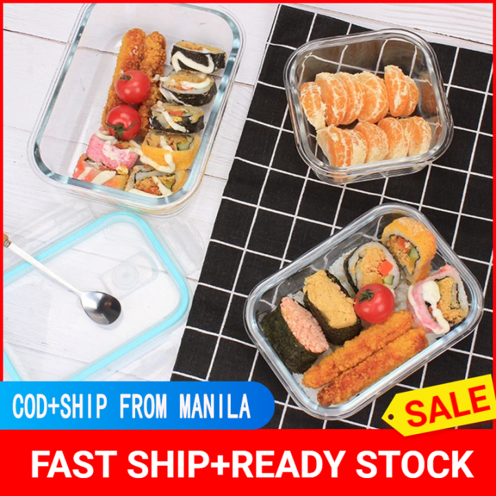 Glass Lunch Box with Lid Set Round/Retangle Bento Box for Kids Food  Container for Microwave Thermal Lunch Box with Compartments