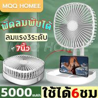 MQQHOMEEพัดลม พกพา พัดลมพกพาพัดลมพก ชาร์จ ลมแรง3ระดับ ใช้ได้ทั้งแขวนและตั้ง ปรับทิศทางลมได้ ใช้ได้6ชม พัดลมไร้สาย พัดลมตั้งโต๊ะ