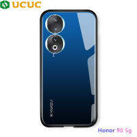 เคส UCUC สำหรับ Honor 90 5G เคสมือถือเคสซีรี่ส์แบบไล่เฉดสีที่ใส่รูปสายรุ้งแบบแสงรุ่งอรุณสุดหรูฝาหลังกระจกเทมเปอร์กันกระแทก