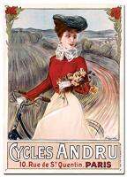 Cycles Andru Paris ป้ายดีบุกโลหะ1895โปสเตอร์ถุงมือขับขี่ในช่วงฤดูหนาวและการแข่งรถป้ายตกแต่งศิลปะบนผนังการตกแต่งบ้าน-8X12นิ้ว (20 0727