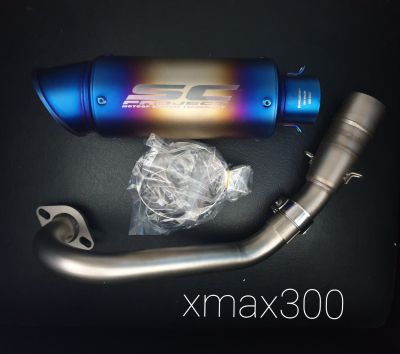 คอท่อ XMAX 300 งานสแตนเลส งานโคตรดี พร้อมปลายท่อ SC สีไทเท ยาว 12 นิ้ว งานสวย ลดราคากันไปเลย