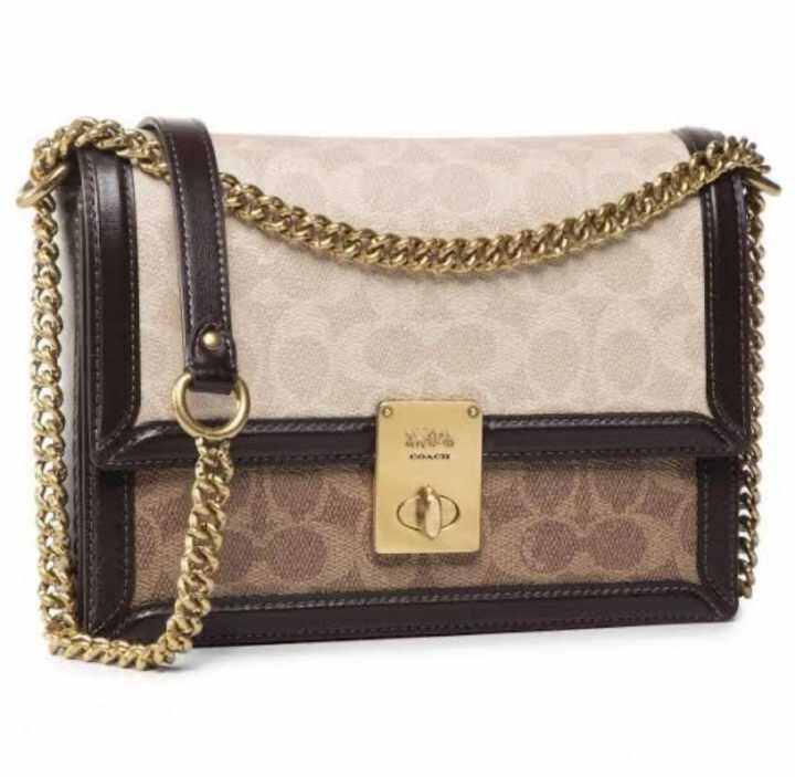 Coach Hutton Shoulder Bag in Blocked Signature Canvas 92308 Lazada