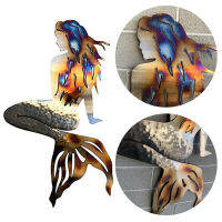 Mermaid Sculpture Wrought Iron Crafts Metal Wall ornaments For Decoration Home Hanging Art Miniature