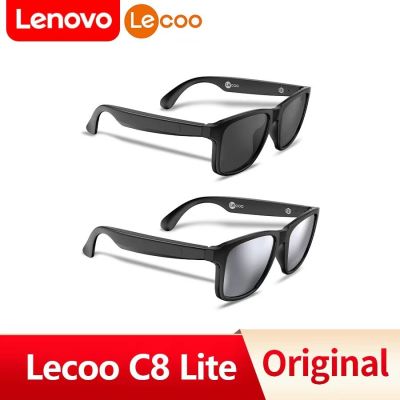 Lenovo Lecoo แว่นตา C8 Lite หูฟังบลูทูธไร้สายหูฟังแว่นกันแดดกีฬากลางแจ้ง5.3โทรหาเพลงป้องกันตาสีฟ้า