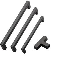 Furniture Cabinet Handles Black Kitchen Drawer Knobs Stainless Steel Square Closet Bathroom Door Knobs Cupboard Pulls Hardware