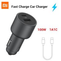 ของแท้ Xiaomi 100W ที่ชาร์จในรถ Dual USB ชาร์จเร็ว Mi ที่ชาร์จในรถ USB-A USB-C ไฟ LED เอาต์พุตคู่ พร้อมสาย 5ATH