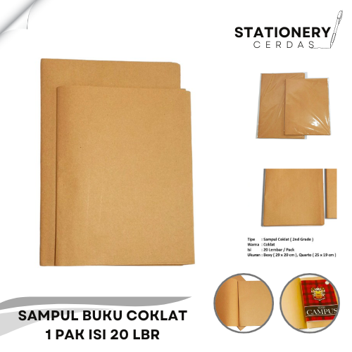 Sampul Buku Tulis Coklat Polos Ukuran Kwarto Boxy 1 Pak Isi 20 Lembar