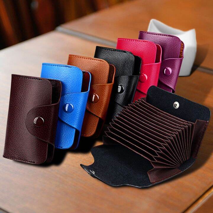 Genuine Leather Men Business Card Holder Wallet 15 Bits Card Case Bank