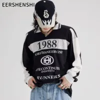 EERSHENSHI เสื้อโปโลแขนยาวของผู้ชายแฟชั่นเสื้อยืดคอปกพิมพ์ลายเสื้อ