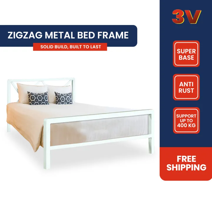 3v Zigzag Metal Bed Frame With Solid, Super Single Bed Frame With Storage Malaysia