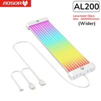 AL200 COOLMOON AOSOR 5V ARGB Aura ซิงค์ไฟ LED ยืดหยุ่นได้ไฟหลังเครื่องคอมพิวเตอร์ริ้วสายไฟ DIY สำหรับ24PIN ส่วนประกอบพีซีเมนบอร์ด