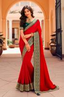 Saree -Saree: - Vichitra Silk Blouse: - Phantom Silk Saree:-5.50 Meter Blouse:-0.80 Meter  Work: - Zari Embroidery work with Tassles &amp; lace border Weight: - 1 Kg Each Saree Occasion: - Wedding, Festival, Party my