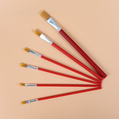 6pcs/12pcs Flat Shape Nylon Hair Paint Brush Set Tool Diy Oil Acrylic Watercolor Gouache Painting Brushes For Art Supplies