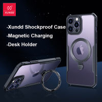 Xundd Magnetic Holder Case For 14 Pro Max, Shockproof Bumper Airbag Kickstand Clear Cover For 12 13 14 Pro Case