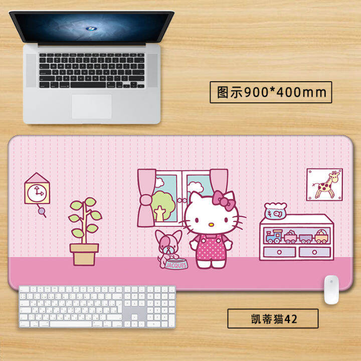 hello-kitty-mouse-pad-แผ่นรองเมาส์สีชมพูน่ารักขนาดใหญ่-แผ่นรองเมาส์การ์ตูนเกม-90x40-80x30-แป้นพิมพ์แล็ปท็อปแผ่นรองโต๊ะกันลื่น