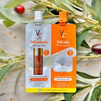 ส่งฟรี!! ดับเบิ้ลวิตซี (รูปแบบซองคู่) Double VC Vit C 2 in 1 น้องฉัตร เซรั่ม+ครีม วิตซีซองคู่น้องฉัตร 8 กรัม รัชชา วิตซี Ratcha VIT C ADVANCED &amp; Whitening CreamVit C