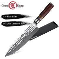 ?พร้อมส่ง?GRANDSHARP Damascus Knife มีดเชฟดามัสกัสญี่ปุ่น vg10 มีดครัว เครื่องมือทำอาหารสแตนเลส Hammer Blade มีดเชฟญี่ปุ่น