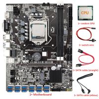 B75 12 Card BTC Mining Motherboard CPU+Switch Cable+2X SATA Cable 12 USB3.0 to PCIE GPU Slot LGA1155 DDR3 RAM SATA3.0