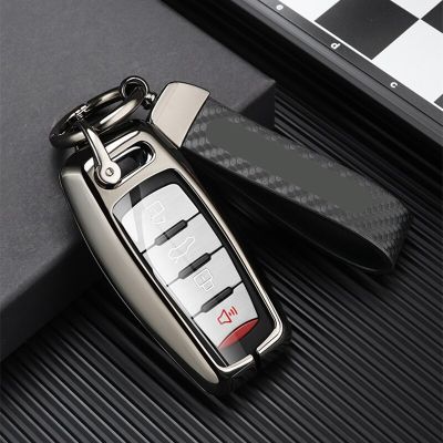 Metal Carbon Fiber Pattern Car Remote Key Case Cover Shell Keychain For GWM Haval H6 HEV Jolion S Hover F7x Dargo H9 Accessories