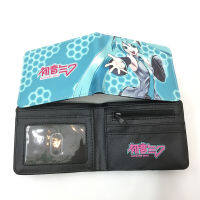 Hatsune Miku กระเป๋าสตางค์ใบสั้น Dompet Koin สำหรับเด็กชายเด็กหญิงวัยรุ่นคลิปเงินพียูสองชั้นการ์ตูน/อะนิเมะชายหญิงช่องถ่ายรูปที่หนีบธนบัตร0000นักเรียน