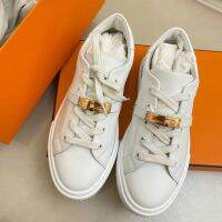 kelly buckle small white shoes Hermesˉ womens spring and autumn all-match 2022 new retro super hot super hot couple sports casual shoes