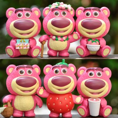 ฟิกเกอร์แอ็คชั่นตัวการ์ตูนน่ารัก6ชิ้นรูปการ์ตูนหุ่นจำลองหมีรูปหมีทำจาก PVC รูปสตรอเบอรี่ของเล่น Disney สตอเบอร์รี่3แบบตุ๊กตาของขวัญเด็ก