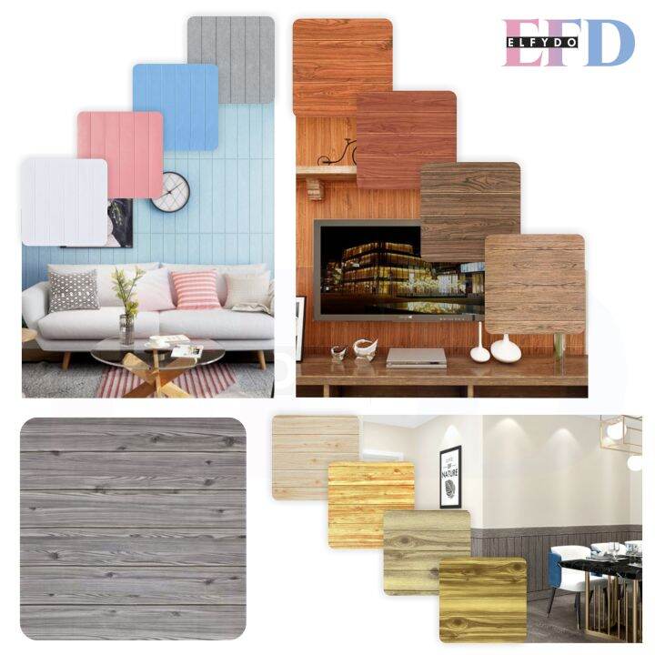 ELFYDO HL0200 Wallpaper Dinding Foam 3D WOOD Foam Kayu Lazada Indonesia