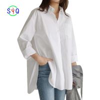 S&amp;Q Women Casual Long Sleeve Loose Split Hem Plus Size Blouse