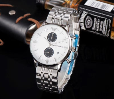 Armani นาฬิกาข้อมือผู้ชาย,นาฬิกาควอตซ์สายสเตนเลสนาฬิกาลำลองธุรกิจแฟชั่นแบบดั้งเดิม