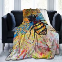 Ready Stock Soft Lightweight Warm for Couch Bed Sofa Camping for Kids Adults Gifts Travelling Funny Animal Honey Bee Flannel Throw Blanket