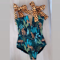 2022 New y One Piece Swimsuit Shoulder Strappy Swimsuit Print Floral Swimwear Women Backless Bathing Suit Beach Wear Monokini