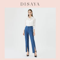 [DISAYA] - Bow Embroidery Front-Slit Jeans กางเกงยีนส์ผ้าหน้า ดีเทลโบว์