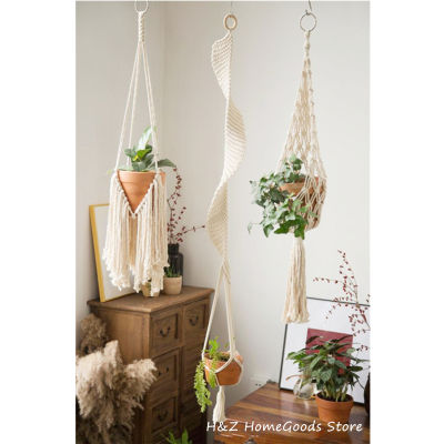 【cw】Large Macrame Plant Hanger Long Spiral Pot Holder Suspended Wall Planter Basket Decorative Crochet Ceiling Hanging Terrarium