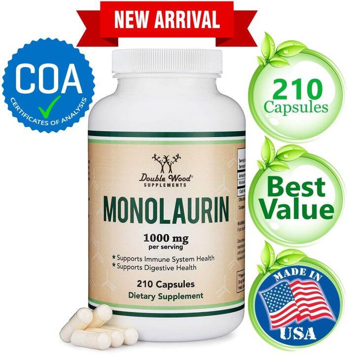 Monolaurin 210 Caps 1000mg Superior Potency For Immunity, Digestive ...