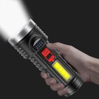 Portable LED Tactical Flashlight with Side COB USB Rechargeable Lantern Built-in Battery Torch Waterproof Camping Hand Light Rechargeable  Flashlights
