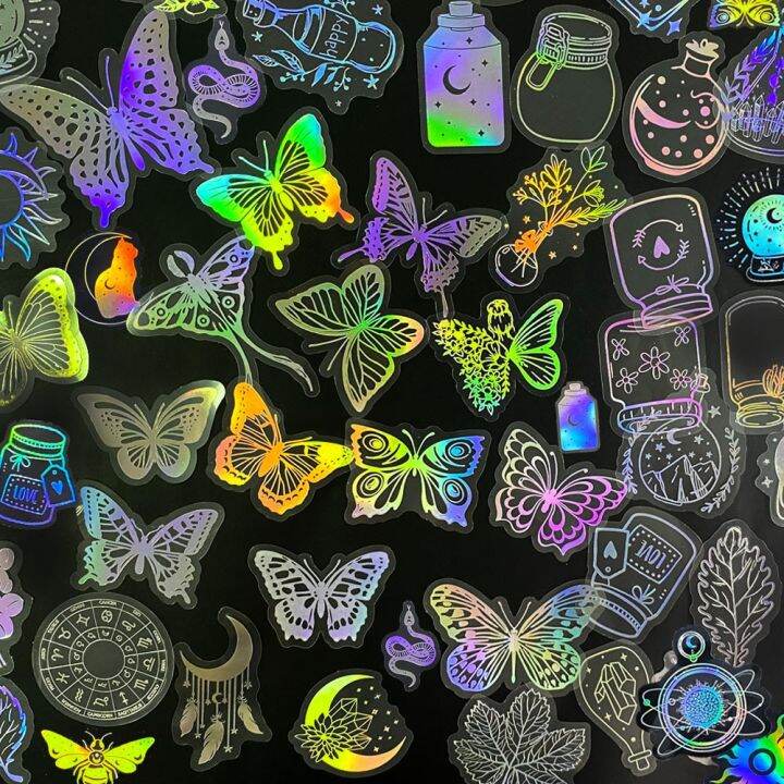 10-30-50-100pcs-holographic-laser-butterfly-aesthetic-stickers-laptop-phone-luggage-car-guitar-waterproof-sticker-decal-kid-toy