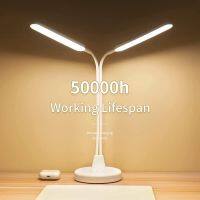 Desk Lamp, Gooseneck Adjustment 8W Desk Lamp, 6000K Double Light Area, Touch Control Brightness