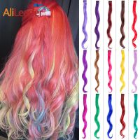 Synthetic 20" Body Wave Hair Extension Curly Clip On Hair Accessories Wavy Clip-in One Piece Rainbow High Wig 50cm Red Blue Pink Wig  Hair Extensions