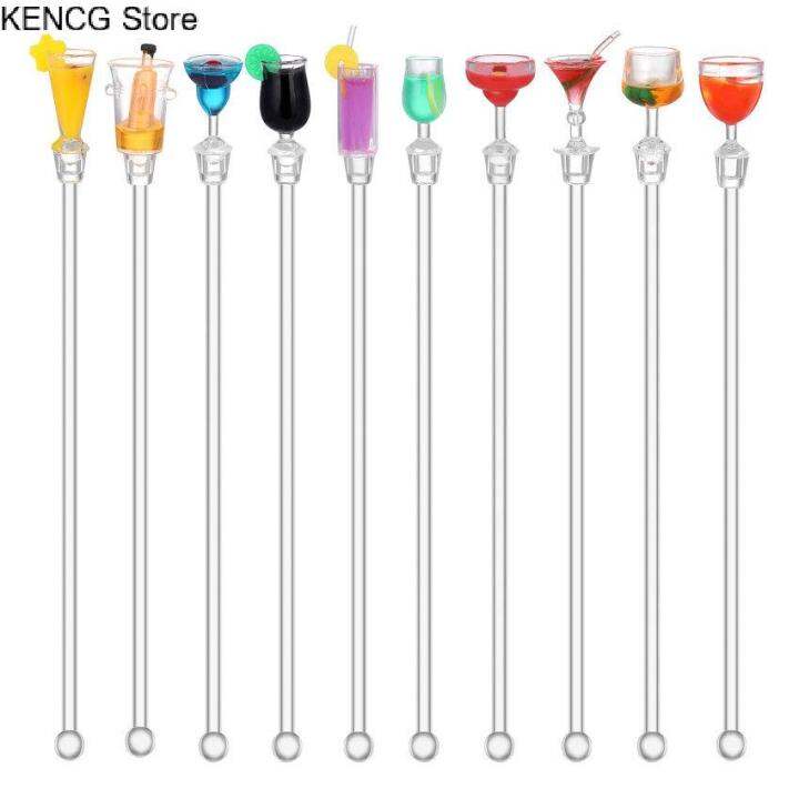 kencg-store-10pcs-23cm-cute-cocktail-drink-mixer-bar-stirring-mixing-sticks-with-colorful-miniature-accessory-random-color