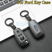 dfthrghd Carbon ABS Car Key CaseCar for Ford Focus 2 3 MK3 ST RS Ecosport Fuga Escape Fiesta Fold Fey 3 Button Auto Key Shell Chain