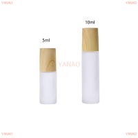 YANAO 5ml10ml ขวดลูกกลิ้งกระจกฝ้าฝาพลาสติกลายไม้สำหรับขวดน้ำมันหอมระเหยพร้อมลูกกลิ้งสแตนเลส