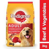 PEDIGREE® Dog Food Dry Adult Beef and Vegetable Flavor 3 kg เพดดิกรี®อาหารสุนัขชนิดแห้ง แบบเม็ด สูตรสุนัขโต รสเนื้อวัวและผัก 3กก. 1 ถุง