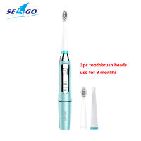 Seago Sonic Electric Toothbrush Adult Timer Brush USB Charger Rechargeable Tooth Brushes 3 Replacement Heads Set