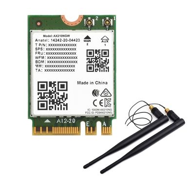 AX210 Tri Band Wireless Network Card New Green PCB + Metal 2.4GHz/5GHz/6GHz 5374Mbps BT5.2 WiFi 6E Wireless Module 802.11AX Support MU-MIMO