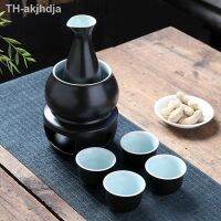 【hot】✠✾﹊ Sake Set Cups with Warmer Keep Storage Box Pottery Hot Saki Drink